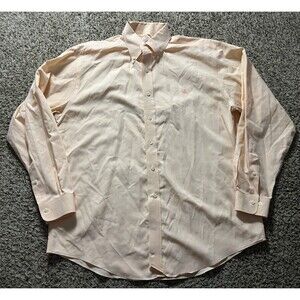 Brooks Brothers 346 Mens Button Down Shirt Large Peach Mini Check Non Iron